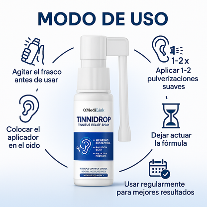 Tinnidrop Spray Auditivo para Limpieza y Alivio del Dolor